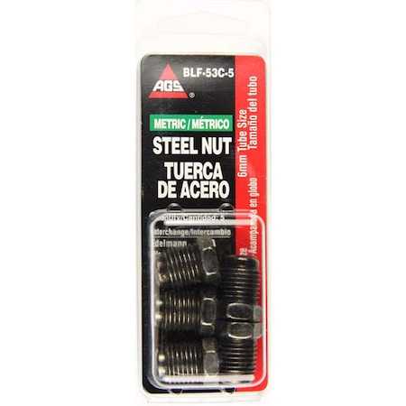 Ags Steel Tube Nut, 6mm M14x1.5 Bubble, 5/card, PK5 BLF-53C-5